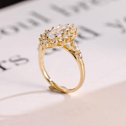2.0 CT Marquise Pave Moissanite Engagement Ring