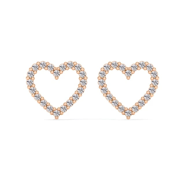 0.50 TCW Round Cut Heart Shaped Moissanite Stud Earrings