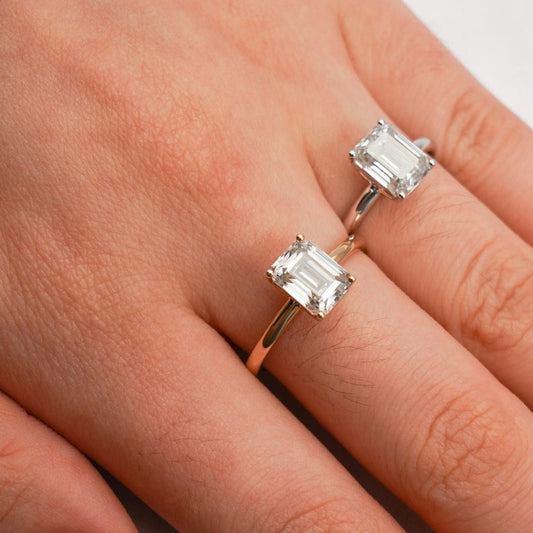 2.0 CT Emerald Solitaire Moissanite Engagement Ring