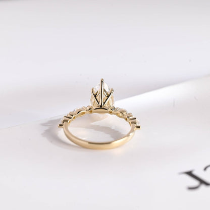 2.0 CT Pear Pave Moissanite Engagement Ring