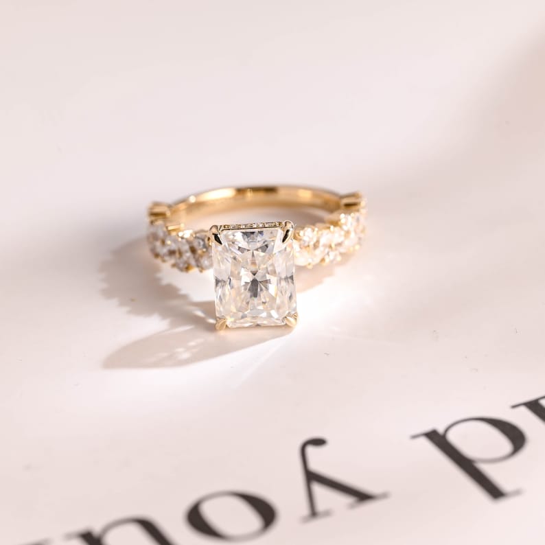 2.0 CT Radiant Pave Moissanite Engagement Ring