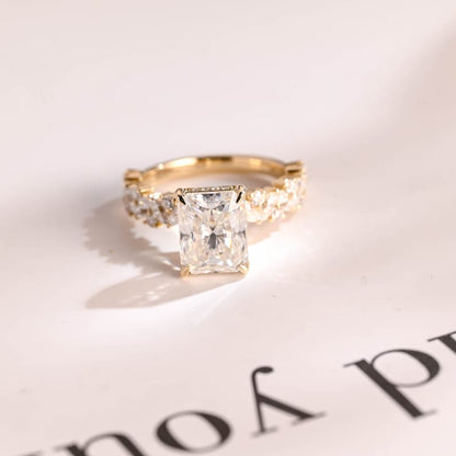 2.0 CT Radiant Pave Moissanite Engagement Ring