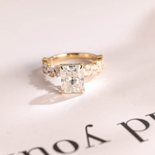 2.0 CT Radiant Pave Moissanite Engagement Ring