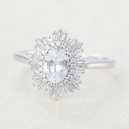0.84 CT Round Shaped Moissanite Engagement Ring In Halo Design