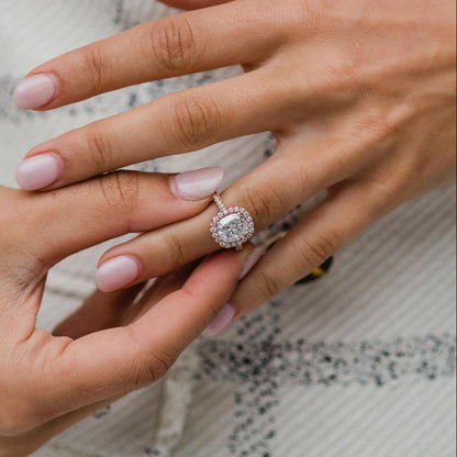 2.3 CT Cushion Halo & Pave Moissanite Engagement Ring