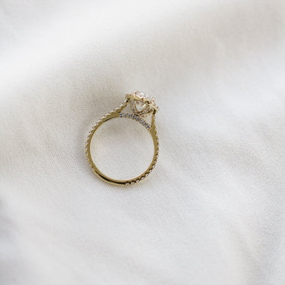 1.75 CT Marquise Halo & Pave Moissanite Engagement Ring