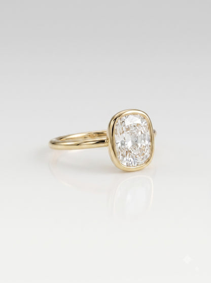 2 CT Elongated Cushion Solitaire Moissanite Engagement Ring