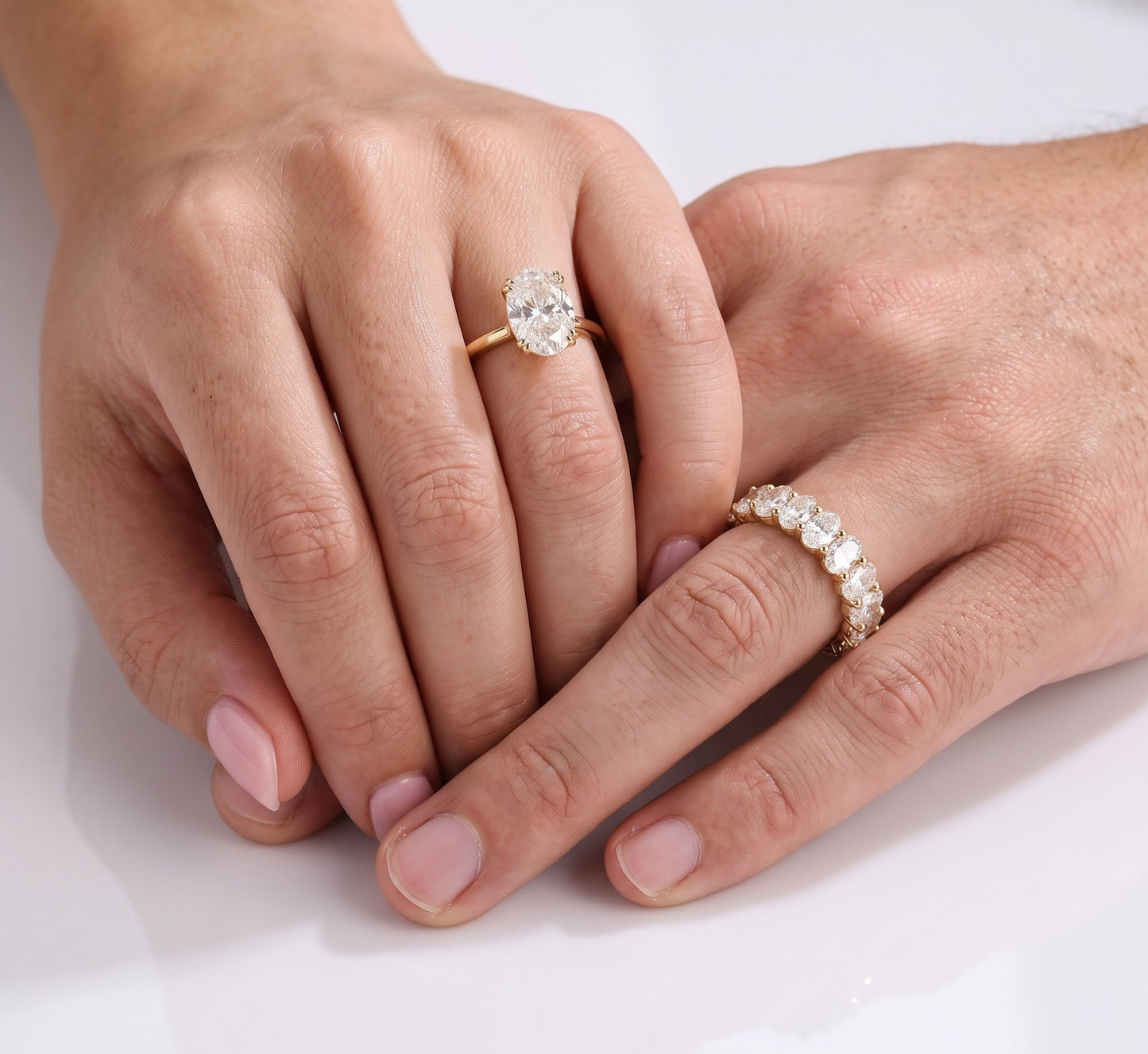 3.5 CT Oval Solitaire Moissanite Bridal Set