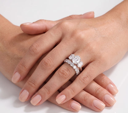 2.2CT Oval Three Stone Moissanite Bridal Set