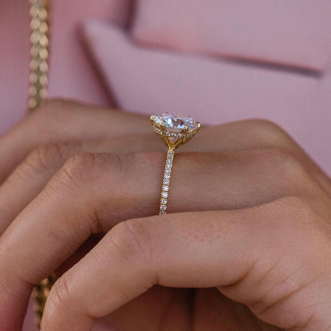 2.75 CT Round Hidden Halo & Pave Moissanite Engagement Ring