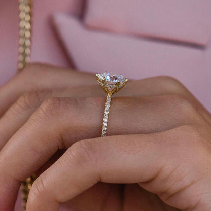 2.75 CT Round Hidden Halo & Pave Moissanite Engagement Ring