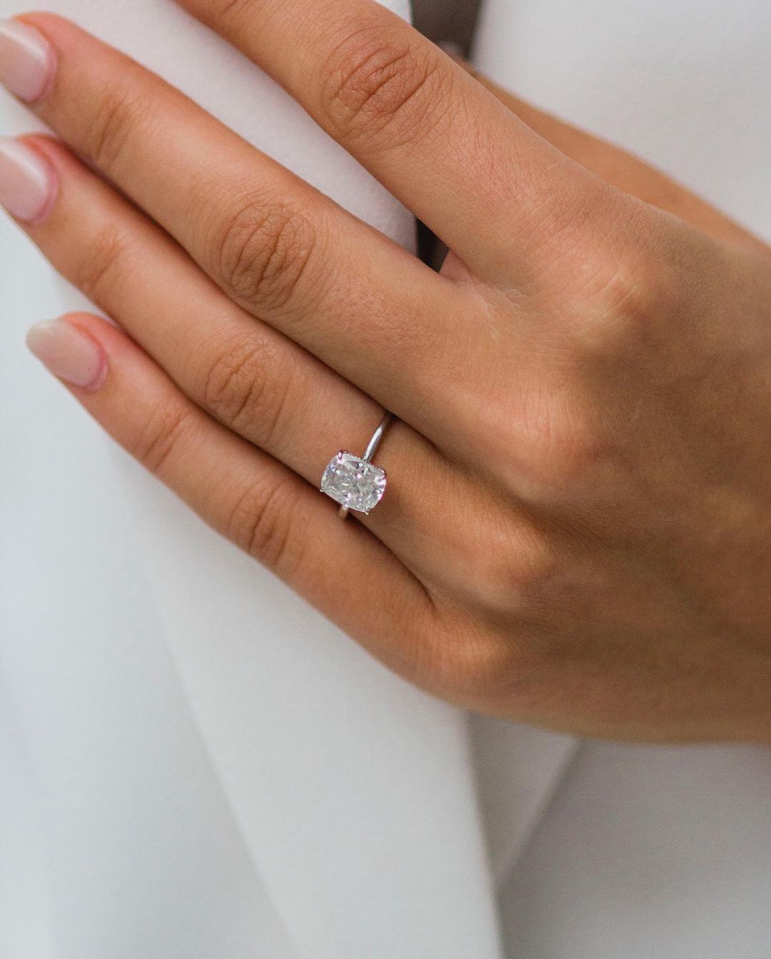 1.8 CT Cushion Hidden Halo Moissanite Engagement Ring