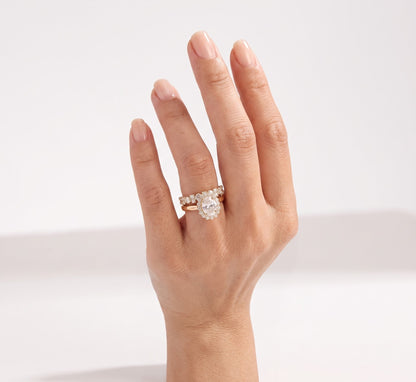 2 CT Oval Halo Moissanite Bridal Set