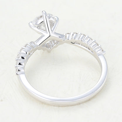 0.41 CT Round Shaped Moissanite Engagement Ring In Pave Design