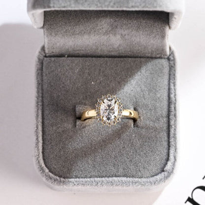 2.0 CT Oval Halo Moissanite Engagement Ring