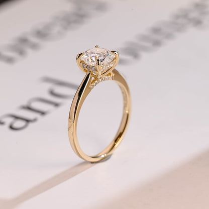 2.0 CT Round Hidden Halo Moissanite Engagement Ring