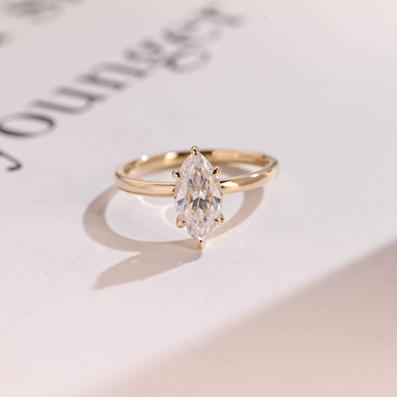 2.0 CT Marquise Solitaire Moissanite Engagement Ring