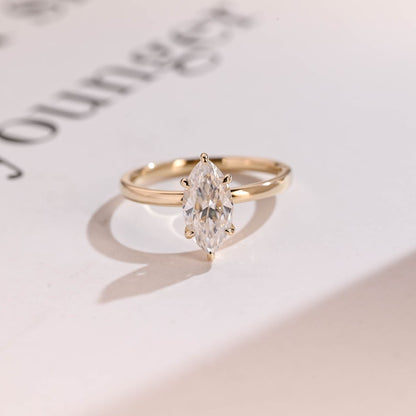 2.0 CT Marquise Solitaire Moissanite Engagement Ring