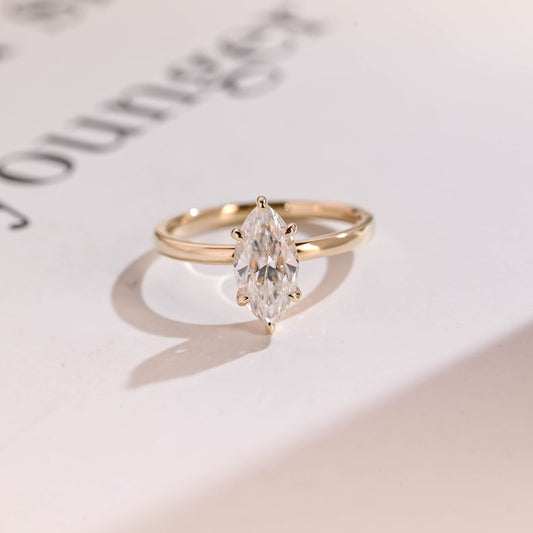 2.0 CT Marquise Solitaire Moissanite Engagement Ring