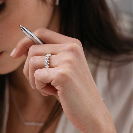 1.2 TCW Round Cluster Moissanite Wedding Band
