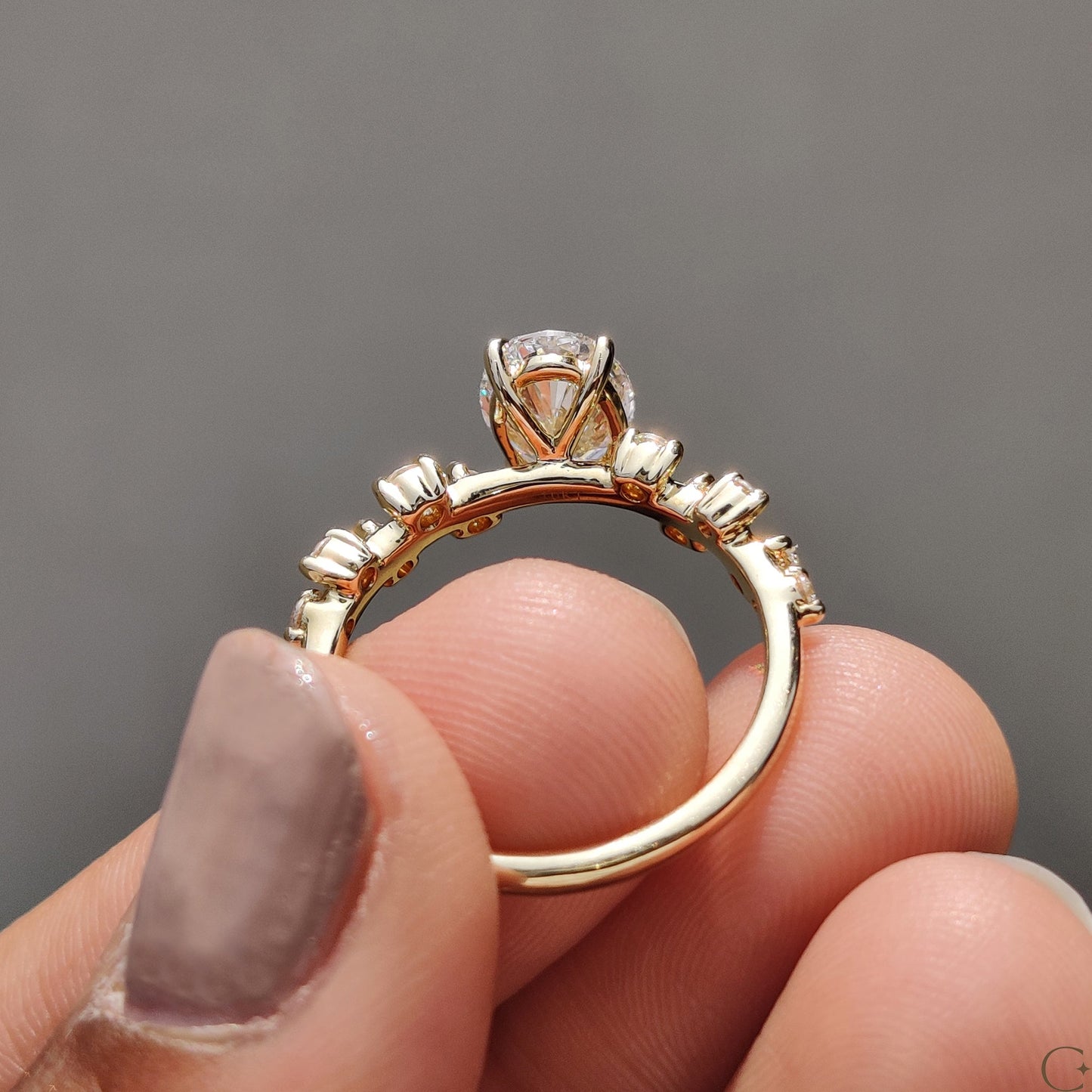 1.50 CT Oval Pave Moissanite Engagement Ring