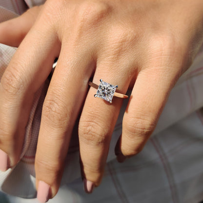 2.5 CT Princess Solitaire Moissanite Engagement Ring