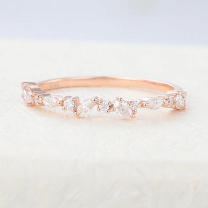 0.42 TCW Pear, Marquise & Round Half Eternity Moissanite Wedding Band