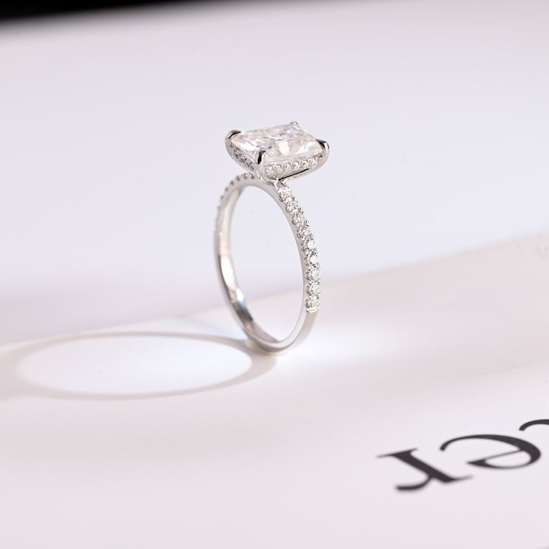2.0 CT Emerald Pave Moissanite Engagement Ring