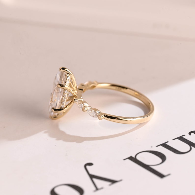 2.0 CT Marquise Pave Moissanite Engagement Ring