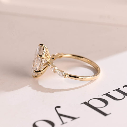 2.0 CT Marquise Pave Moissanite Engagement Ring