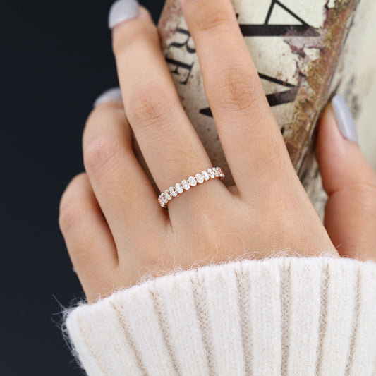 1.74 TCW Oval Full Eternity Moissanite Wedding Band