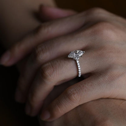 2.0 CT Marquise Pave Moissanite Engagement Ring
