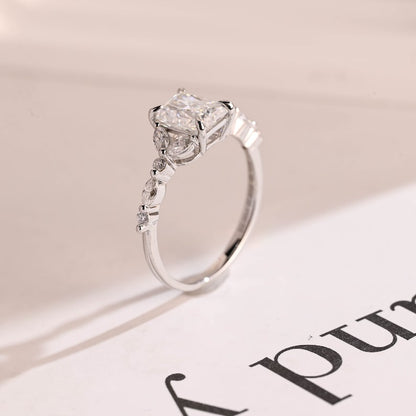 2.0 CT Radiant Pave Moissanite Engagement Ring