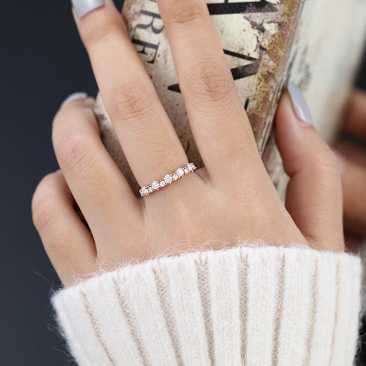 0.29 TCW Round Cluster Moissanite Wedding Band