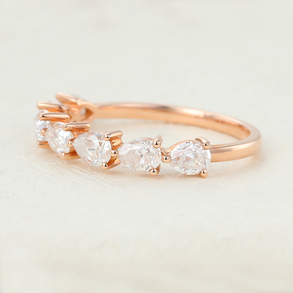 1.4 TCW Pear Half Eternity Moissanite Wedding Band