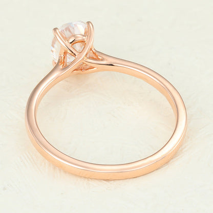 1.33 CT Oval Solitaire Moissanite Engagement Ring