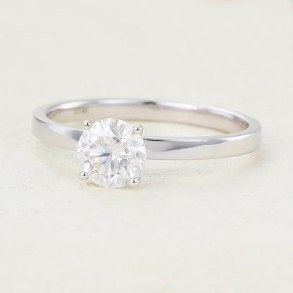 0.88 CT Round Solitaire Moissanite Engagement Ring