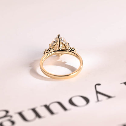 2.0 CT Oval Cluster Moissanite Engagement Ring