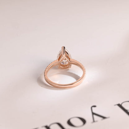 2.0 CT Pear Pave Moissanite Engagement Ring