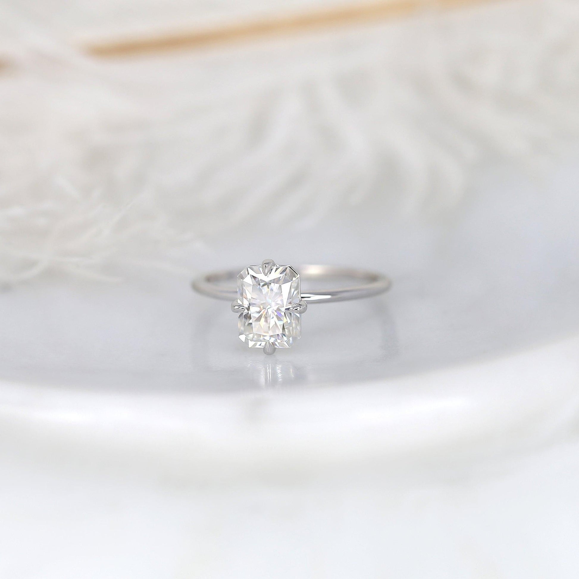 1.75 CT Radiant Solitaire Moissanite Engagement Ring