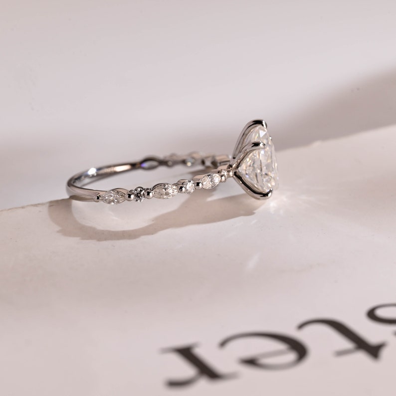 2.0 CT Pear Pave Moissanite Engagement Ring