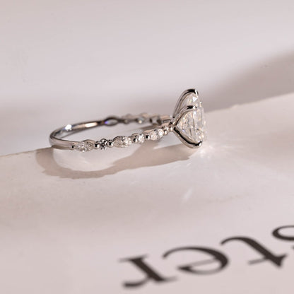 2.0 CT Pear Pave Moissanite Engagement Ring