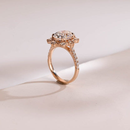 2.0 CT Oval Pave & Halo Moissanite Engagement Ring
