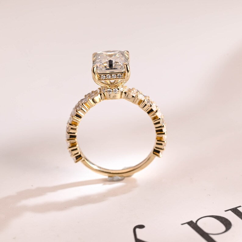 2.0 CT Radiant Pave Moissanite Engagement Ring