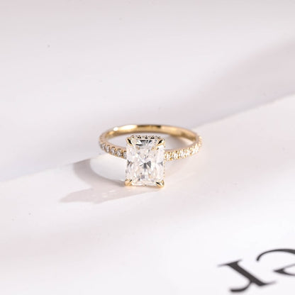 2.0 CT Radiant Pave Moissanite Engagement Ring