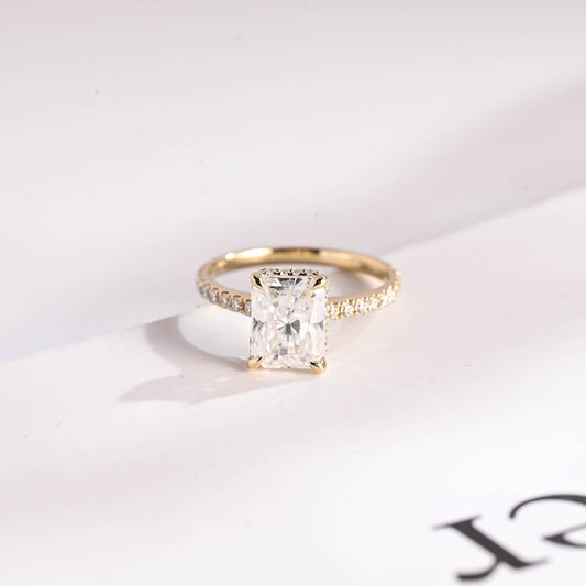 2.0 CT Radiant Pave Moissanite Engagement Ring