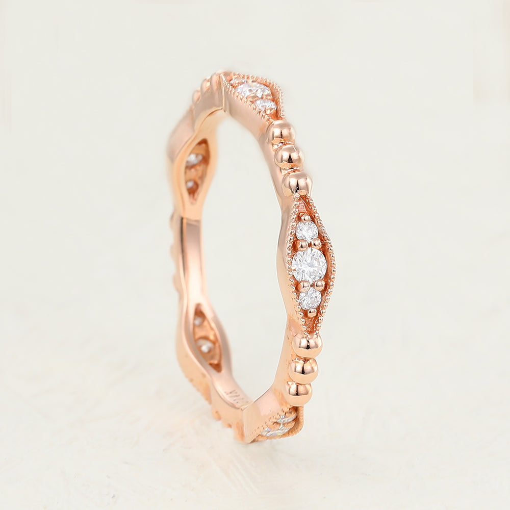 0.17 TCW Round Milgrain & Eternity Moissanite Wedding Band