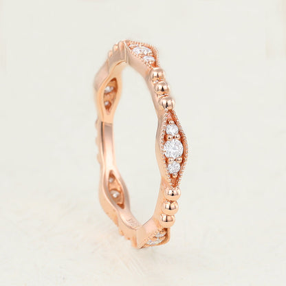 0.17 TCW Round Milgrain & Eternity Moissanite Wedding Band