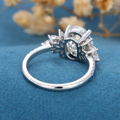 1.91 CT Oval Cluster Moissanite Engagement Ring