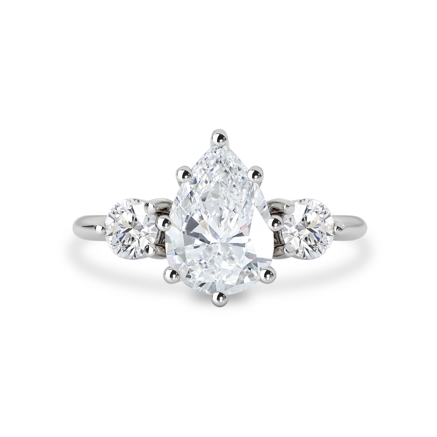 1.93 CT Pear Moissanite Three Stone Engagement Ring - farrellouise